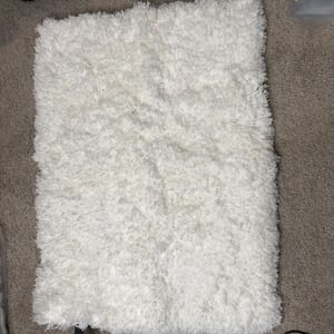 White Shaggy Bath Mat Rug Soft Plush Bathroom Absorbent Non Slip 16x23